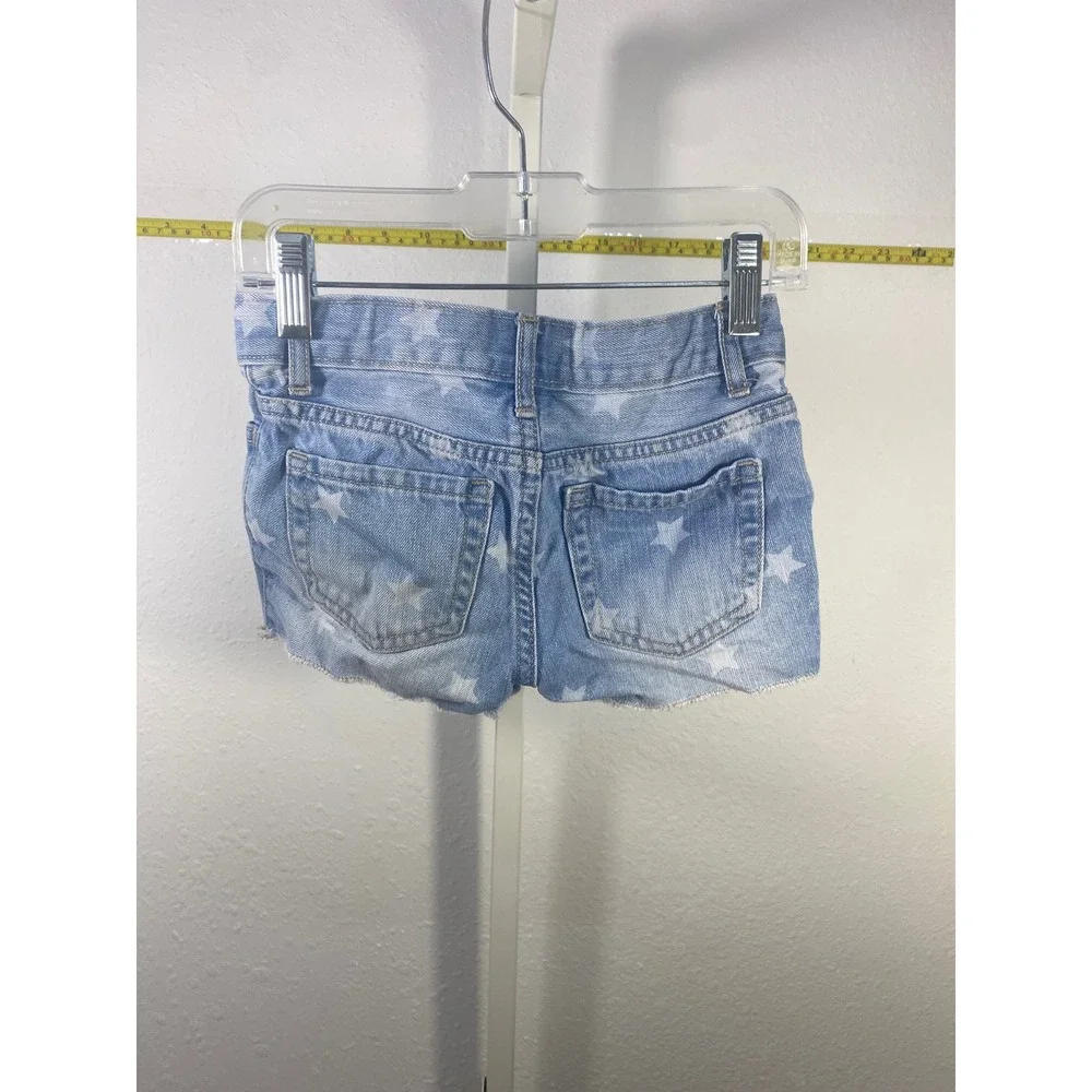 The Childrens Place Girls Star Print Denim Shortie Cut Off Shorts Light Wash 5